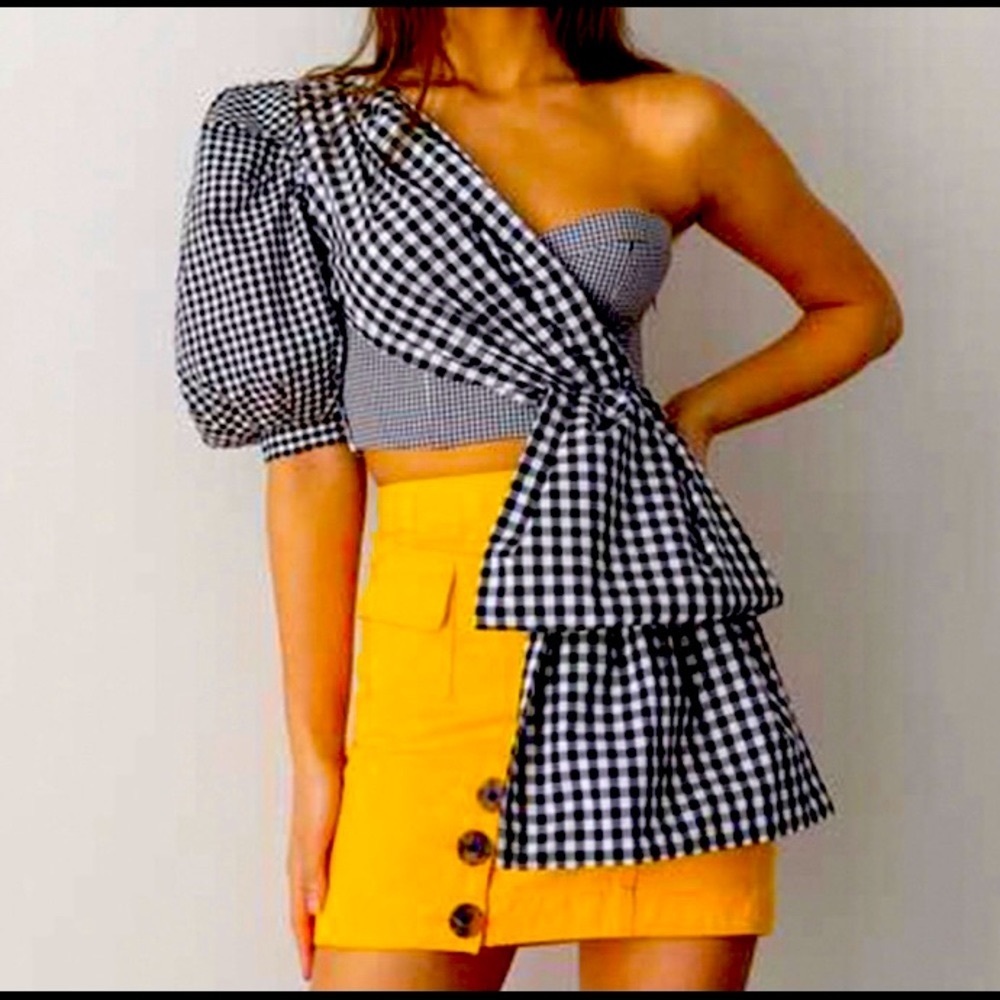 Off the shoulder plaid top.  Size small